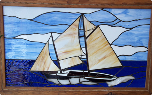 sailboat in stained glass